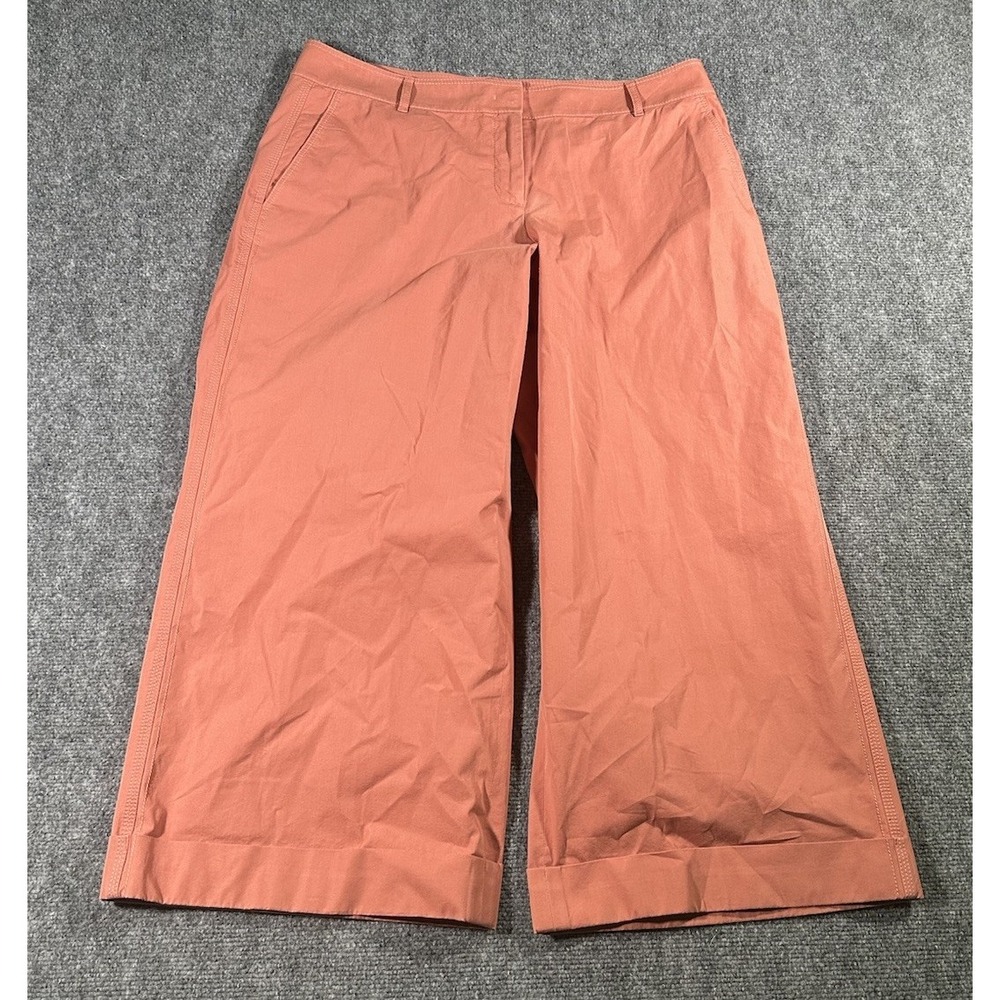 Lafayette 148 Women's 12 Red Bleecker Wide Leg Crop Pants Cotton EUC